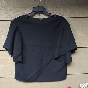 Lafayette 148 Black Ruffle Sleeve Oversized 100% silk Top S